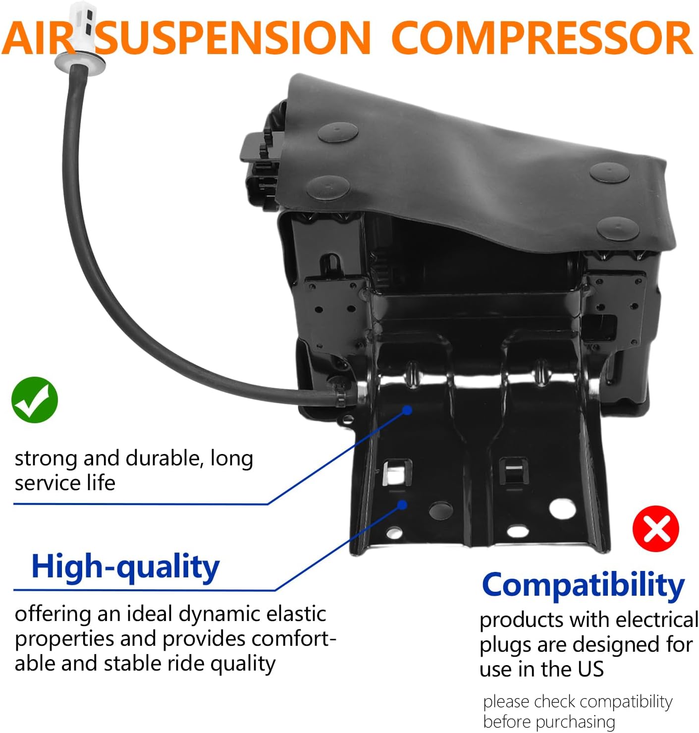 Rear Air Suspension Compressor kit Compatible with Infiniti QX56 2011-2013 QX80 2014-2023 for Nissan Armada 5.6L V8 AT 2017-2023 Replace 53400-1LA4C 53400-1LA 4A 53400-1LA4B