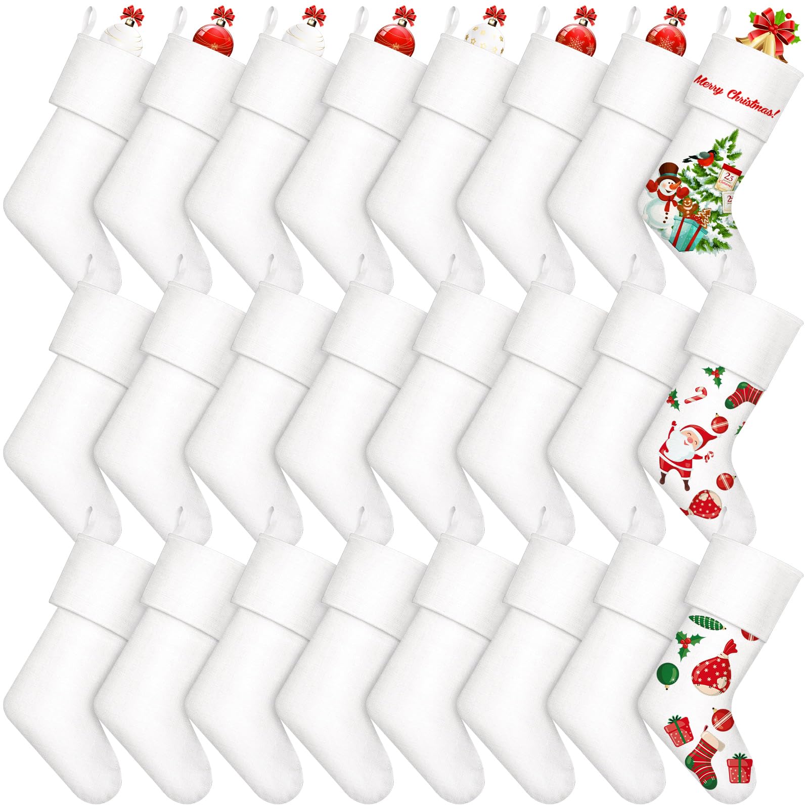 50Pcs Sublimation Christmas Stockings Fireplace Hanging Stockings Canvas Blank Rustic Christmas Decoration for Holiday Farmhouse Fireplace Craft Xmas Ornaments (14 x 4.7 Inches)