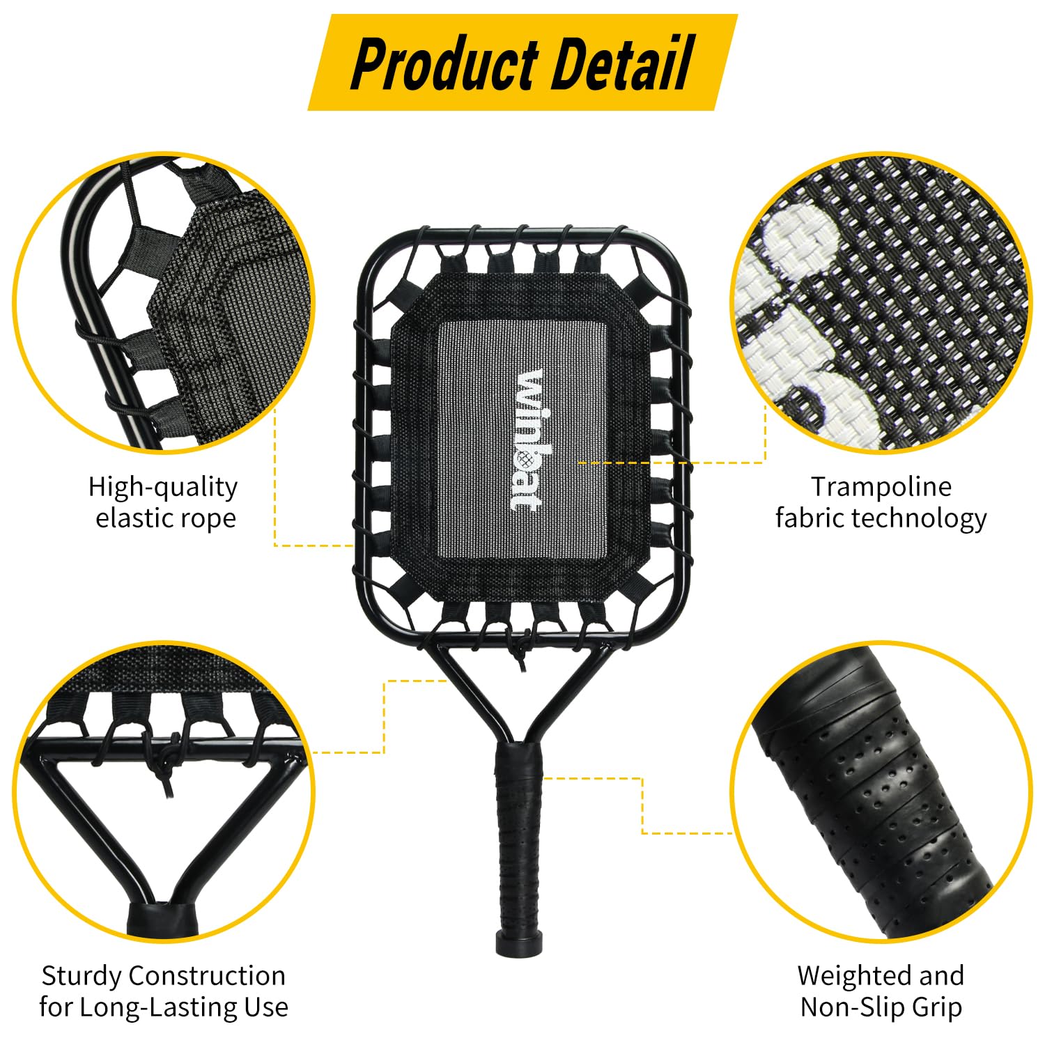 Winbat Baseball Fungo Bat Racket, Sturdy Fly Ball Racket for Parents and Coaches, Precision Aid for Hitting Grounders and Pop Flies (FungoBat-Black)