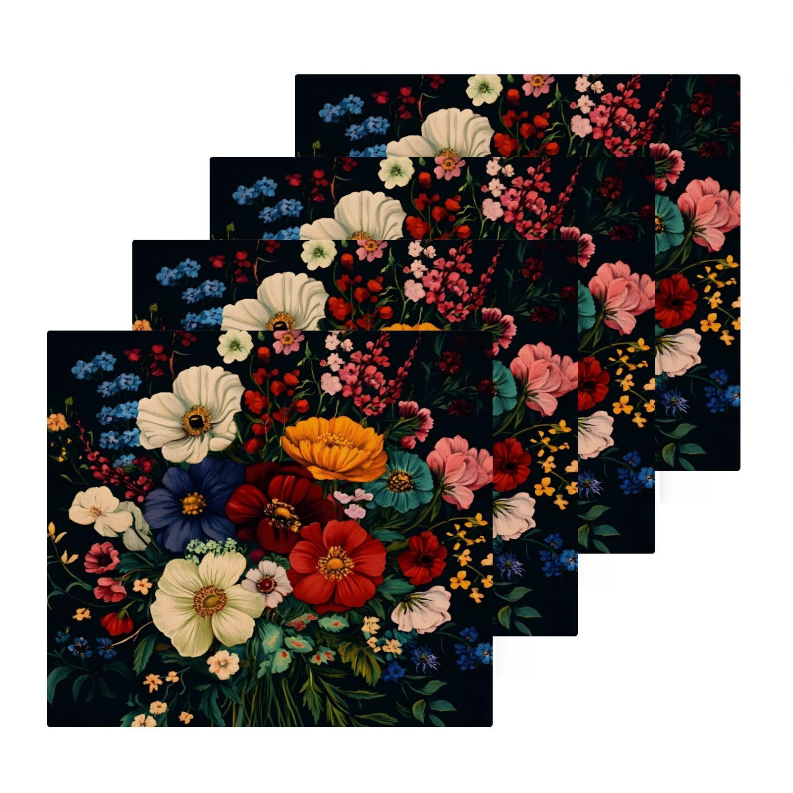 Msyxl 4-Pack Colorful Flowers Washcloths for Bathroom, 12x12in Cotton Wash Cloths Soft Absorbent Face Cloths Towel for Your Face Body