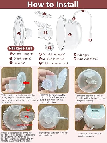 Miniatura 9 de CaraCups - Juego de 2 unidades de colección de leche portátil y 10 piezas de insertos de brida de 13/15/17/19/21 x 2 piezas para Spectra S1 S2 9
