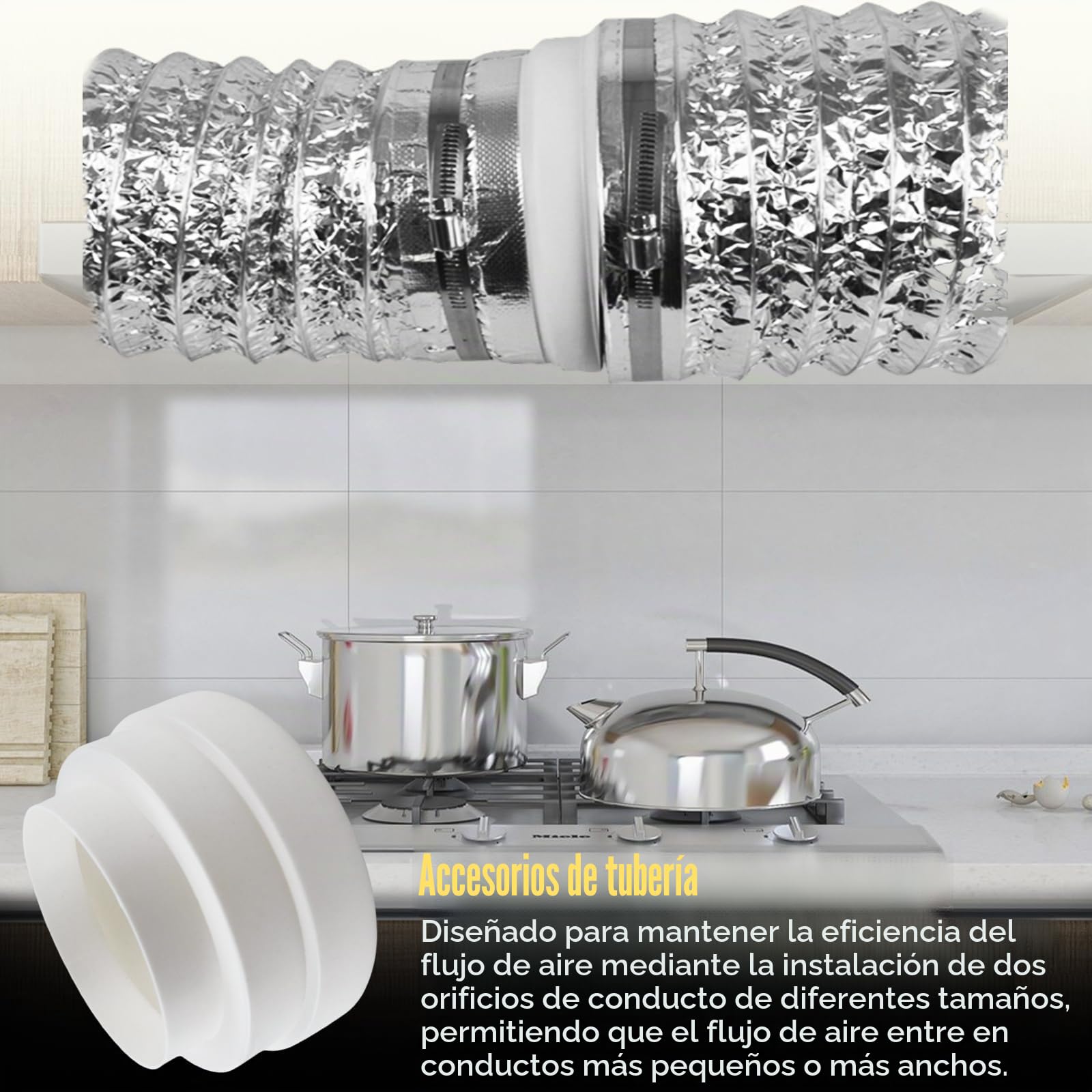 Reduzierverbinder Ø120 150 160mm 2 STK AbluftReduzierstück Reduzierverbinder Lüftungsung ABS Reduction Rohr mit 2 Edelstahl Schlauchschellen und 2 Rollen Aluminiumfolienband (A)
