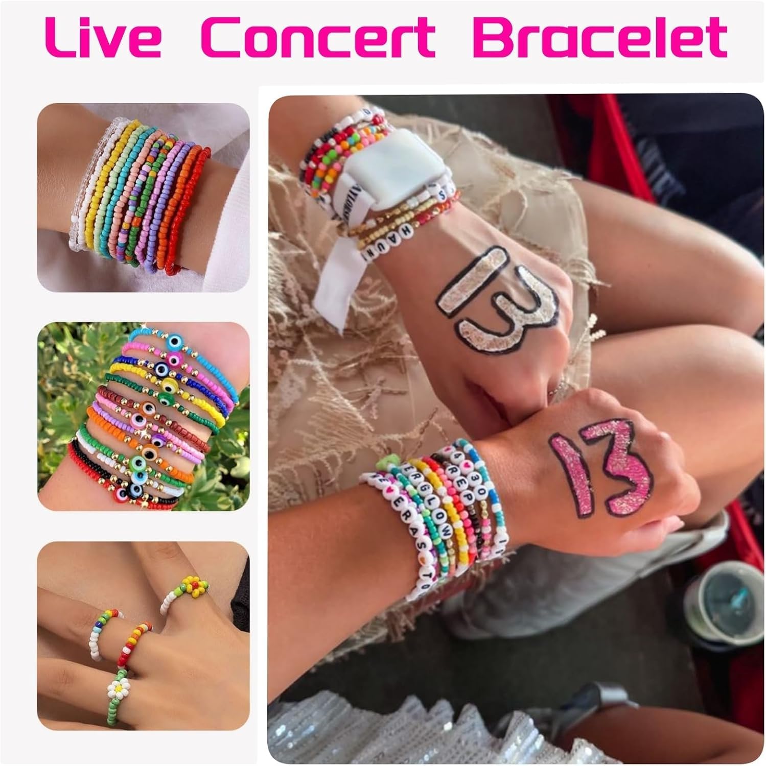 5mm Glass Beads Bracelet Making kit, 96 Colors 12800pcs Glass Seed Beads Friendship Beads for Bracelets Crystal Waist Bead with String Cords Letter Bead Charms for DIY Jewelry Making Crafts