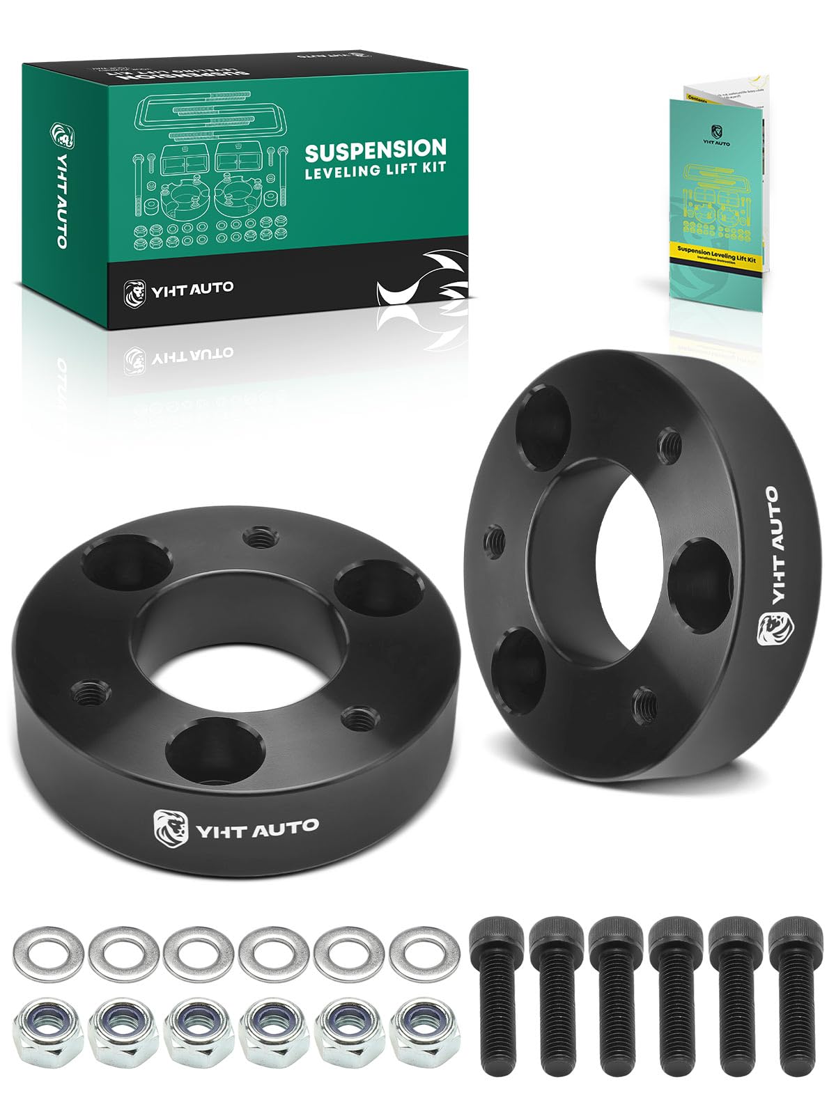 YHTAUTO 2 inch Front Leveling Lift Kit Compatible with 2005-2019 Nissan Frontier, 2005-2015 Xterra, RWD/4WD, Aluminum Strut Spacers Suspension Leveling Kit w/Hardware Kit Set of 2