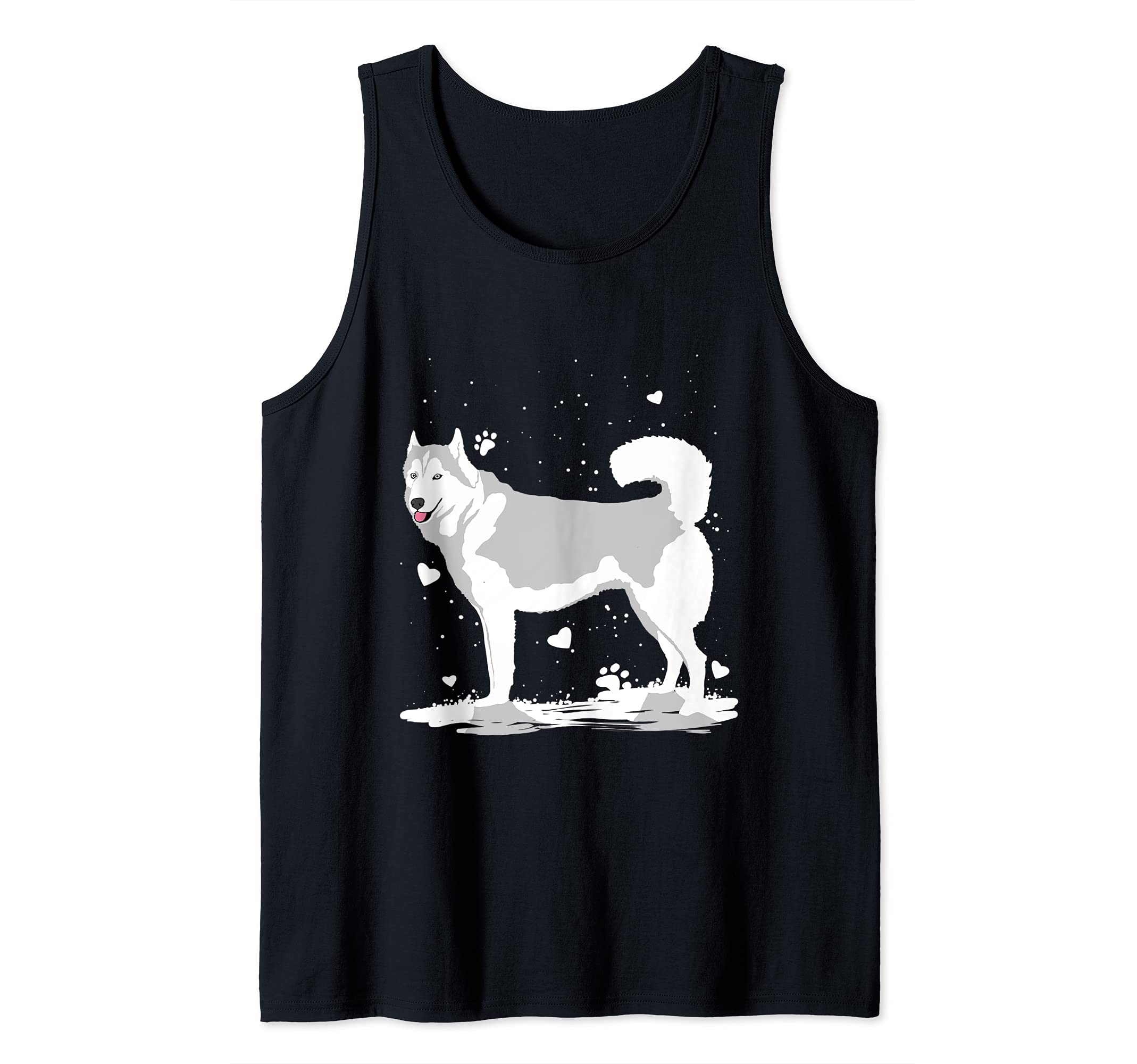 Siberian Husky Dog In Snow Tank Top, Black