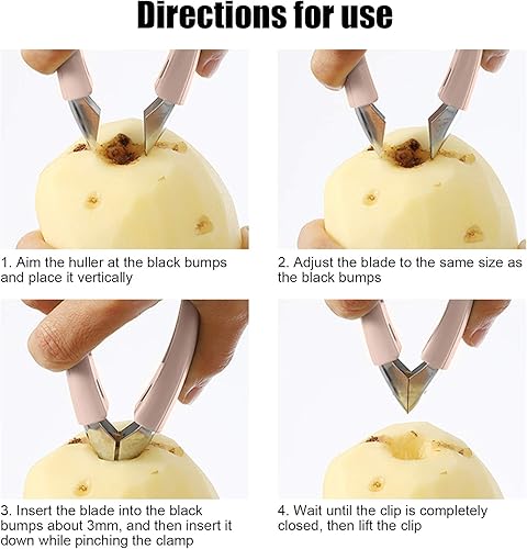 Miniatura 5 de Descorazonador de frutas de cocina Huller multiusos portátil de acero inoxidable resistente al desgaste, herramienta de extracción de tallos de