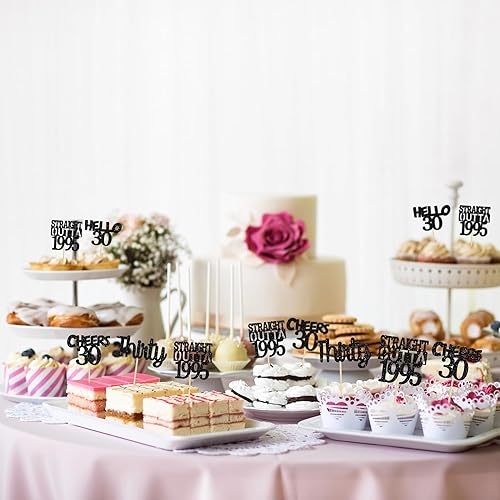 Miniatura 10 de Gyufise Paquete de 24 adornos para cupcakes de cumpleaños 55 con purpurina dorada recta Outta 1969 Fifty Five Hello 55 Cheers to 55 Years Birthday