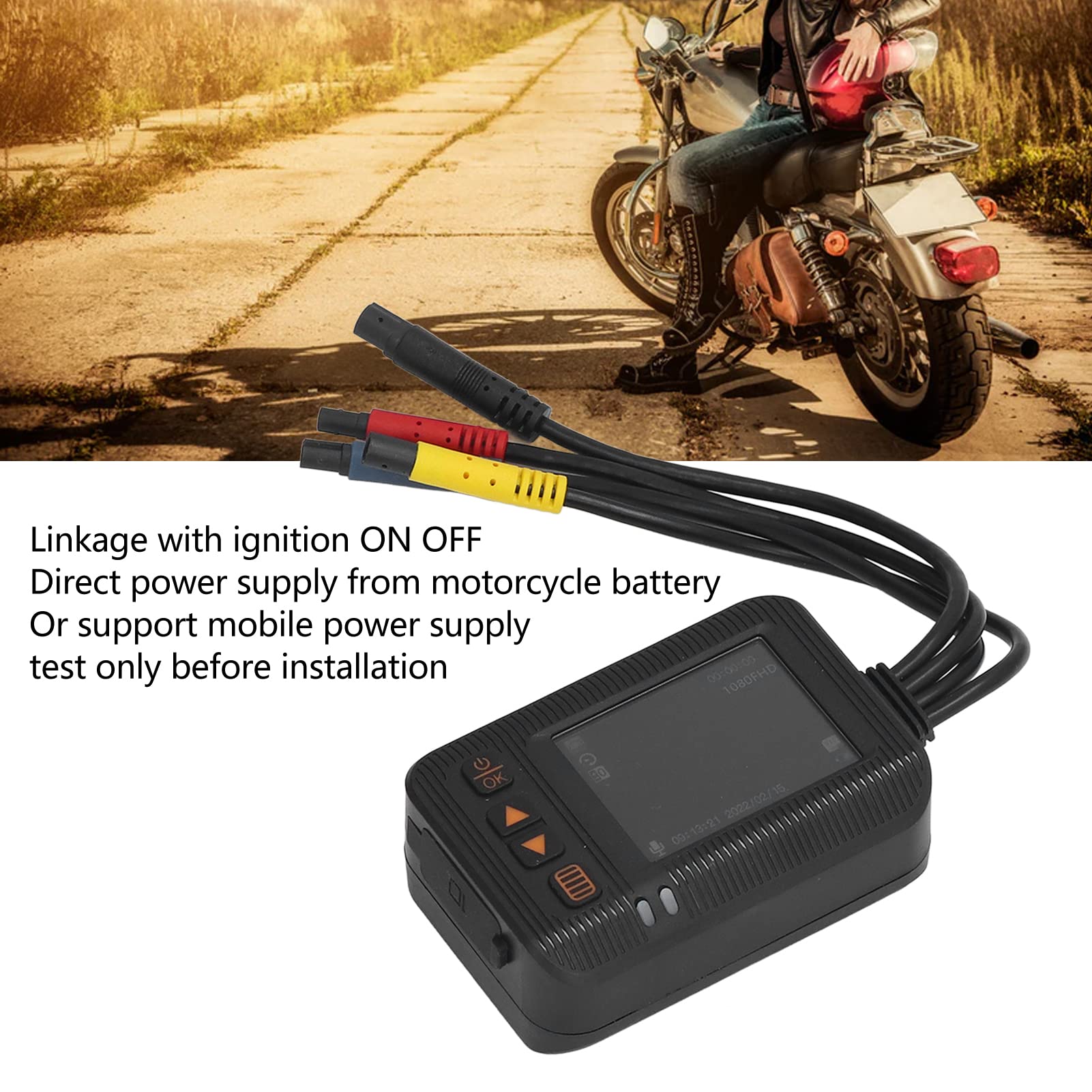 ciciglow Cámara de Salpicadero para Motocicleta, IP65, Impermeable, Frontal 1080P Y Trasera 720P, Cámara para Casco de Motocicleta con Pantalla de 2,0 Pulgadas