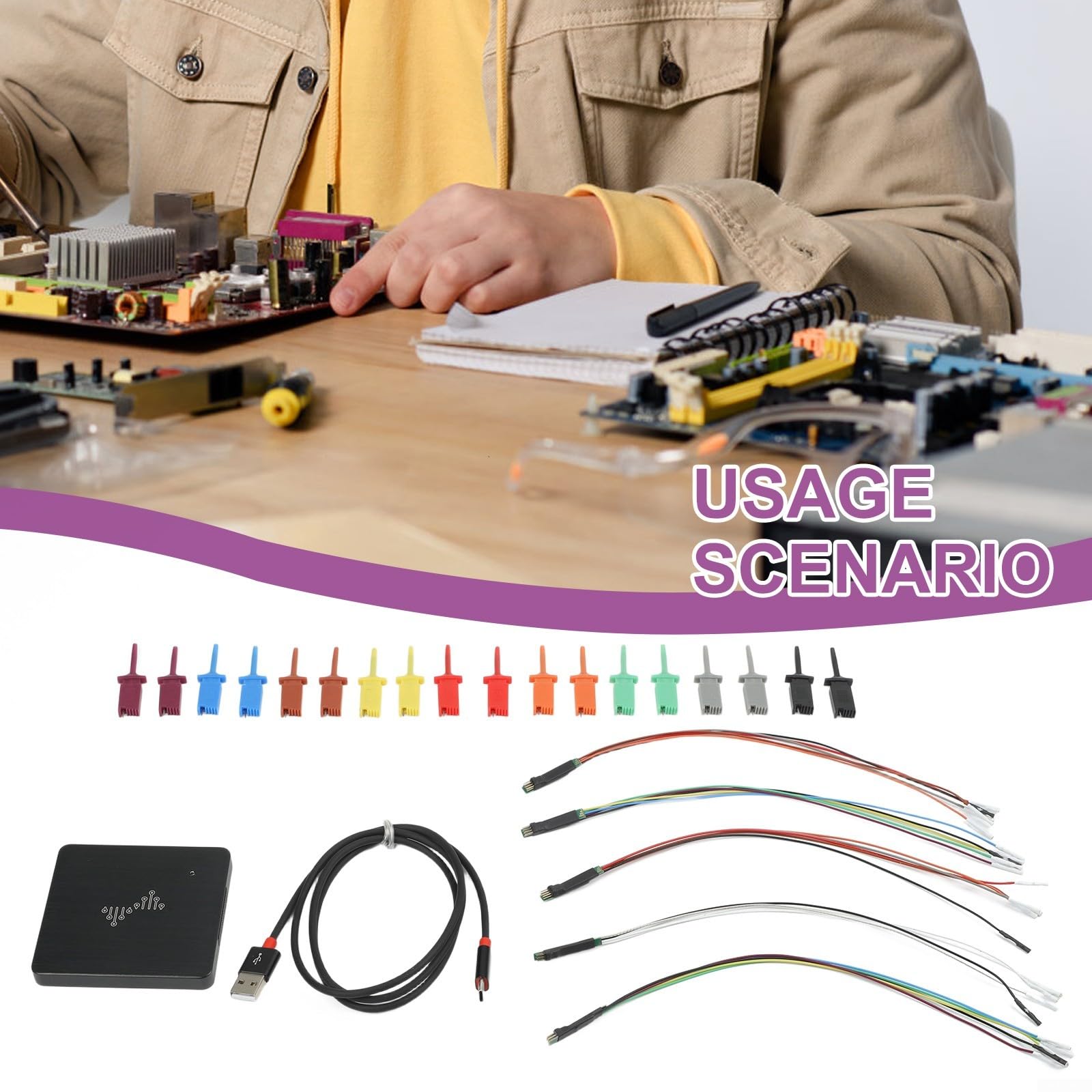 Logic Analyzer 16CH 24MHz Digital Signal Tester für PC Mac Linux mit Open for Source Software