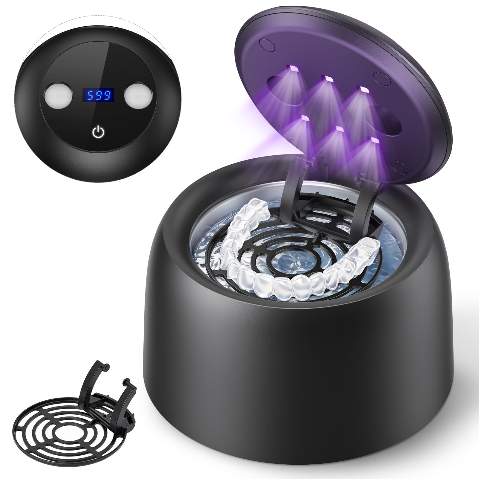 Limpiador ultrasónico de retenedores, máquina limpiadora de retenedores para prótesis, protectores bucales, aparatos ortopédicos, cabezales de cepillo de dientes, joyas con capacidad de 200 ml, 45 kHz