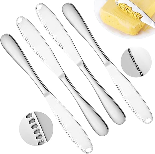 Miniatura 8 de Juego de 2 cuchillos de mantequilla de acero inoxidable, 3 en 1, esparcidor de mantequilla y utensilios de cocina, esparcidor de mantequilla fría,