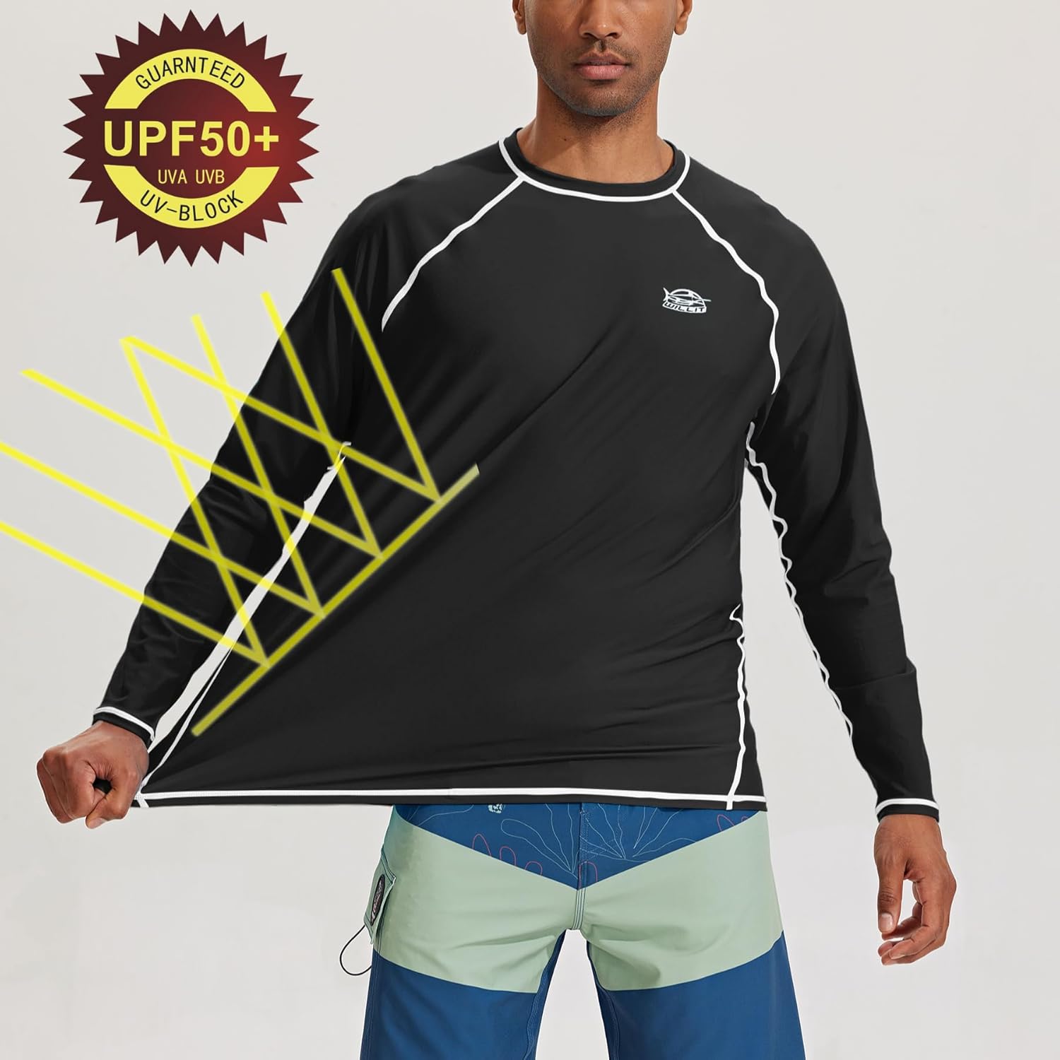 Willit Men's Rash Guard Swim Shirts SPF Water Shirt Long Sleeve UPF 50+ Sun Protection Loose Fit Quick Dry - Image 3