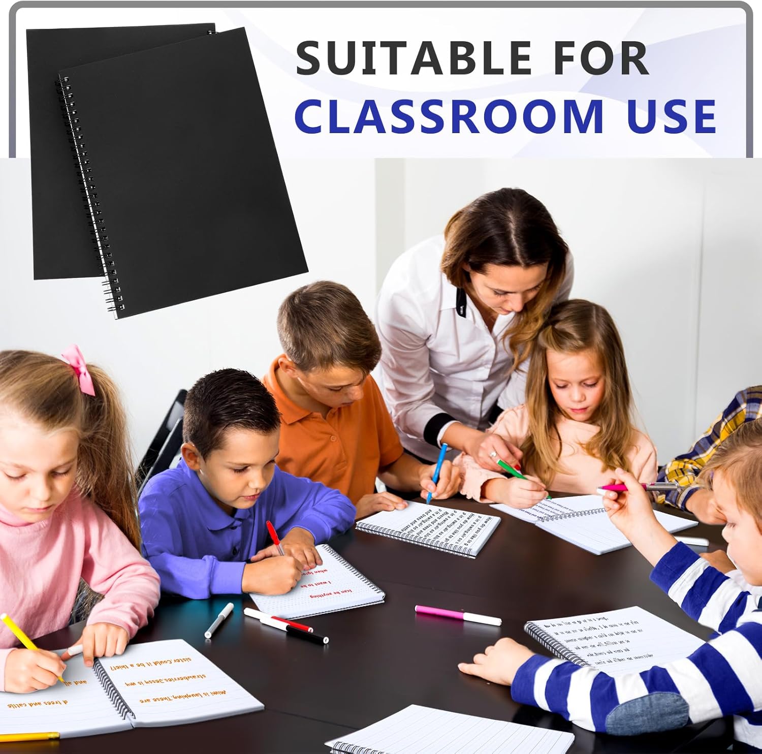 Gilprop 4 Pcs Primary Composition Notebook Spiral K-2 Writing Workbook Wide Ruled Paper Primary Journal 100 Sheets 9.8" x 7.5" Kindergarten Notebook