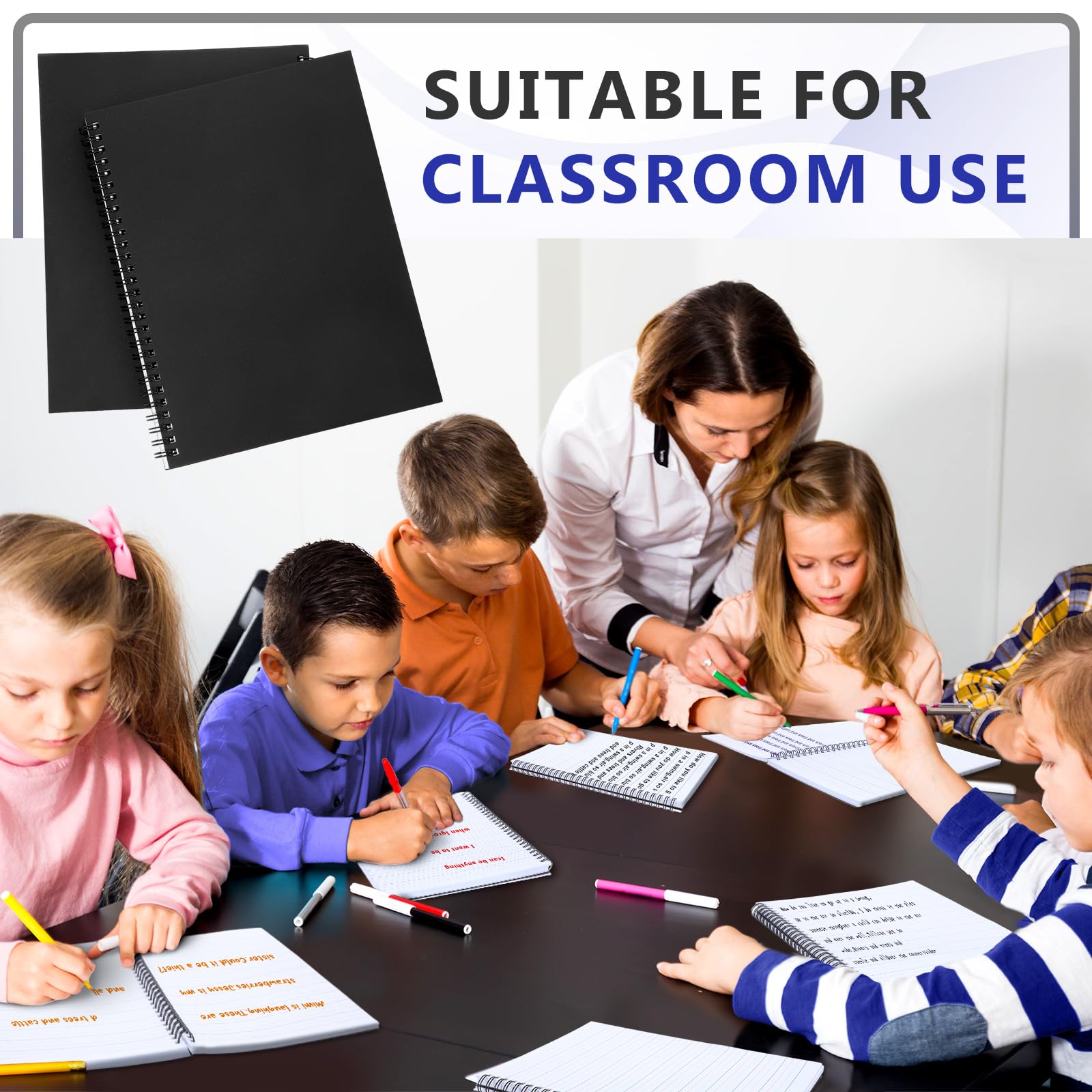 Gilprop Quaderno a spirale K-2 per composizione primaria, fogli a righe larghe, 100 fogli, 24,9 x 19,1 cm, per scuola materna, scuola materna, quaderno per scrivere a mano per bambini (nero