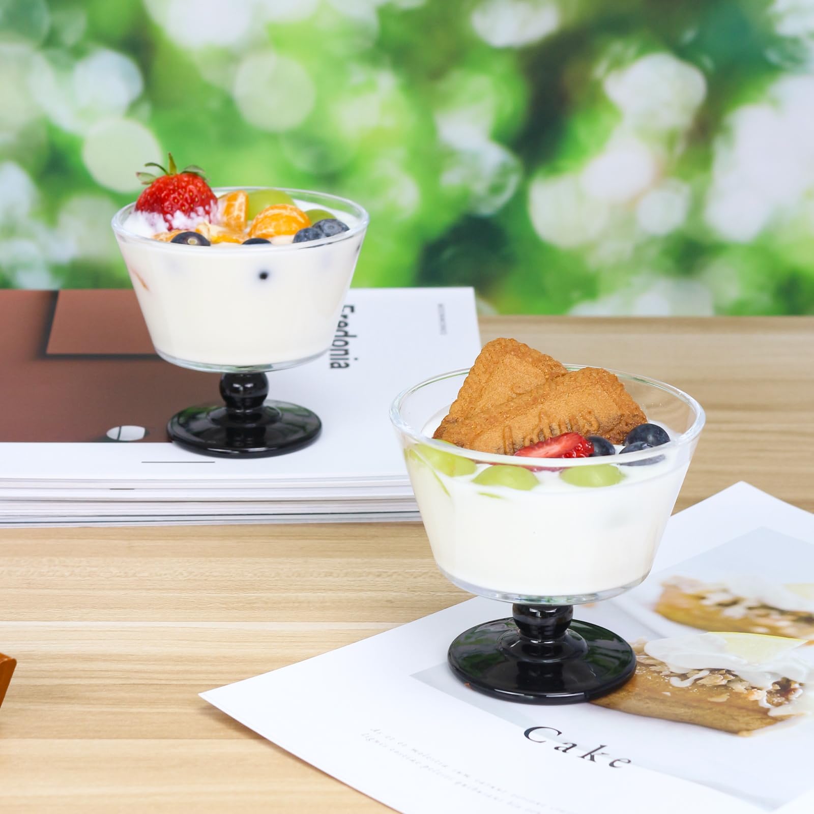 Dessertschalen aus Glas, 266 ml, Eisbecher, Dessertbecher für Eis, Obst, Pudding, kleine Snacks, Joghurt und Vorspeisen, 12 Stück