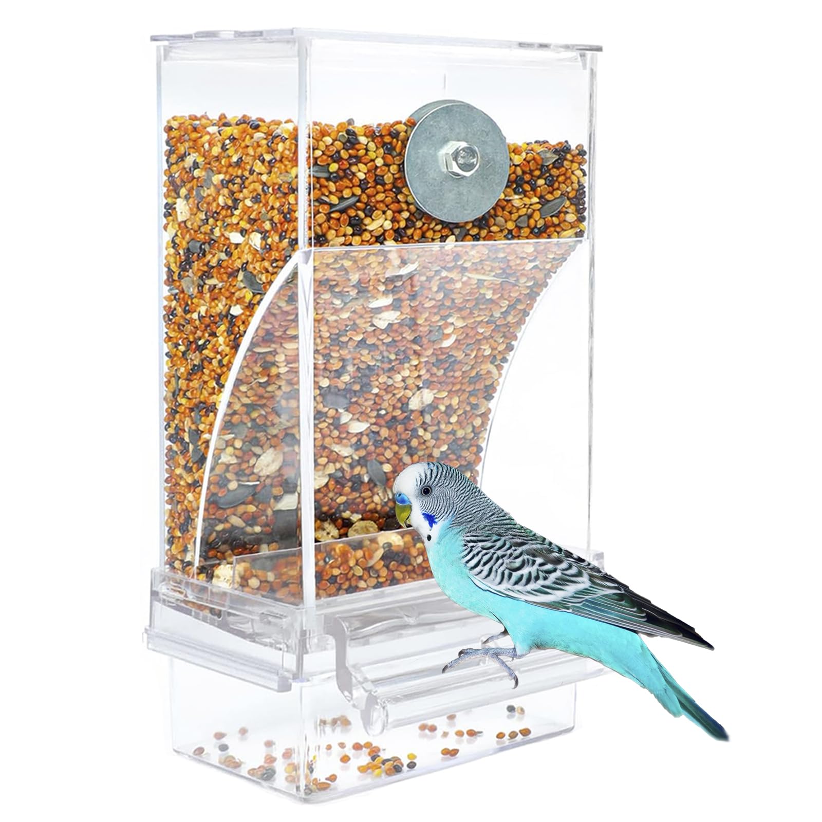 VERTUPET Vogelfutterspender Mit Wasserspender - Automatisch, Transparent, Für Käfige (Wellensittiche, Kanarienvögel)