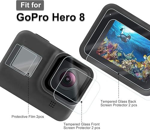 Miniatura 2 de Protector de pantalla para GoPro Hero 8 negro película frontal  protector de pantalla de vidrio templado ultra transparente  protector de lente de