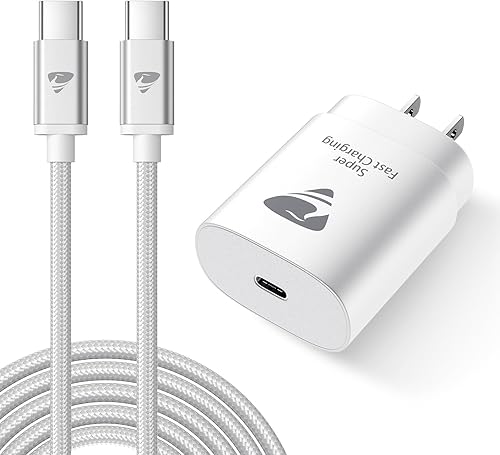 USB C Charger Block 25W, Type C Charger Fast Charging Adpter with 6ft USB C to C Cable for Samsung Galaxy S24 S23 S22 S21 S20 A71 A53 A35 A32 A15 A14, LG iPhone 16 15