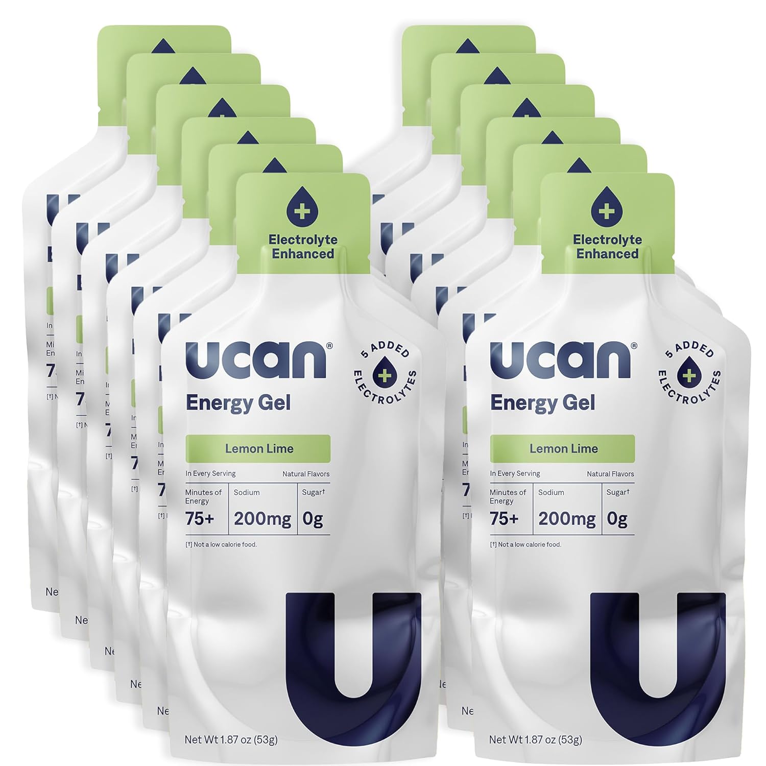 UCAN Edge Energy Gel Shots, Lemon-Lime + Electrolyte (12, 2 Ounce Packets) for Running, Training, Workouts, Fitness, Cycling, Crossfit | Sugar-Free, Vegan, & Keto Friendly Energy
