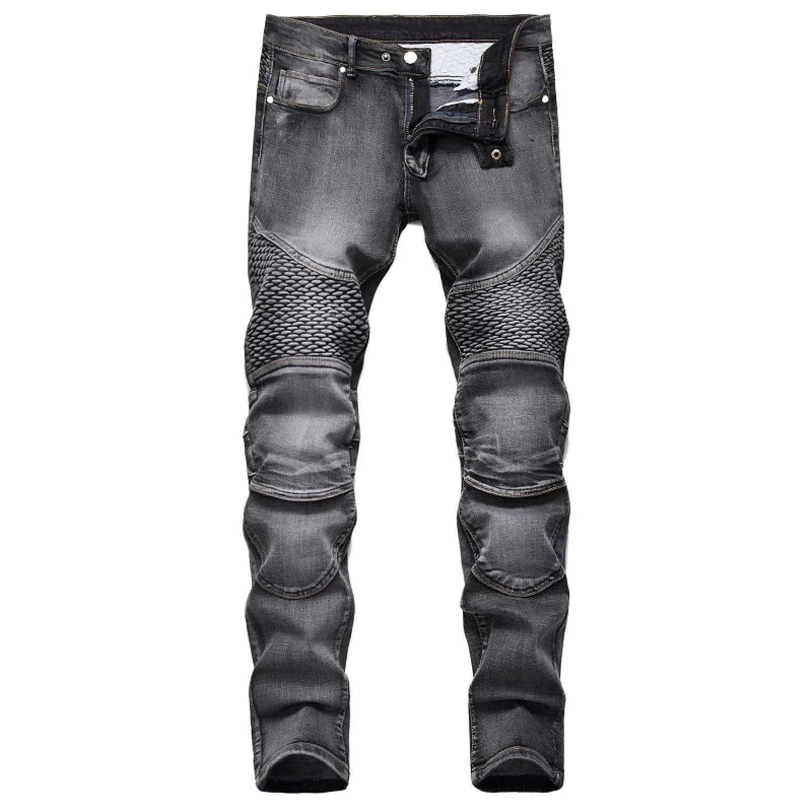 Jeans Pantalon Herren Casual Motorrad Jeans Stretch Straight Fashion Patchwork Jeans Denim Hosen Männer Hip Hop Street Schlanke Lange Hosen