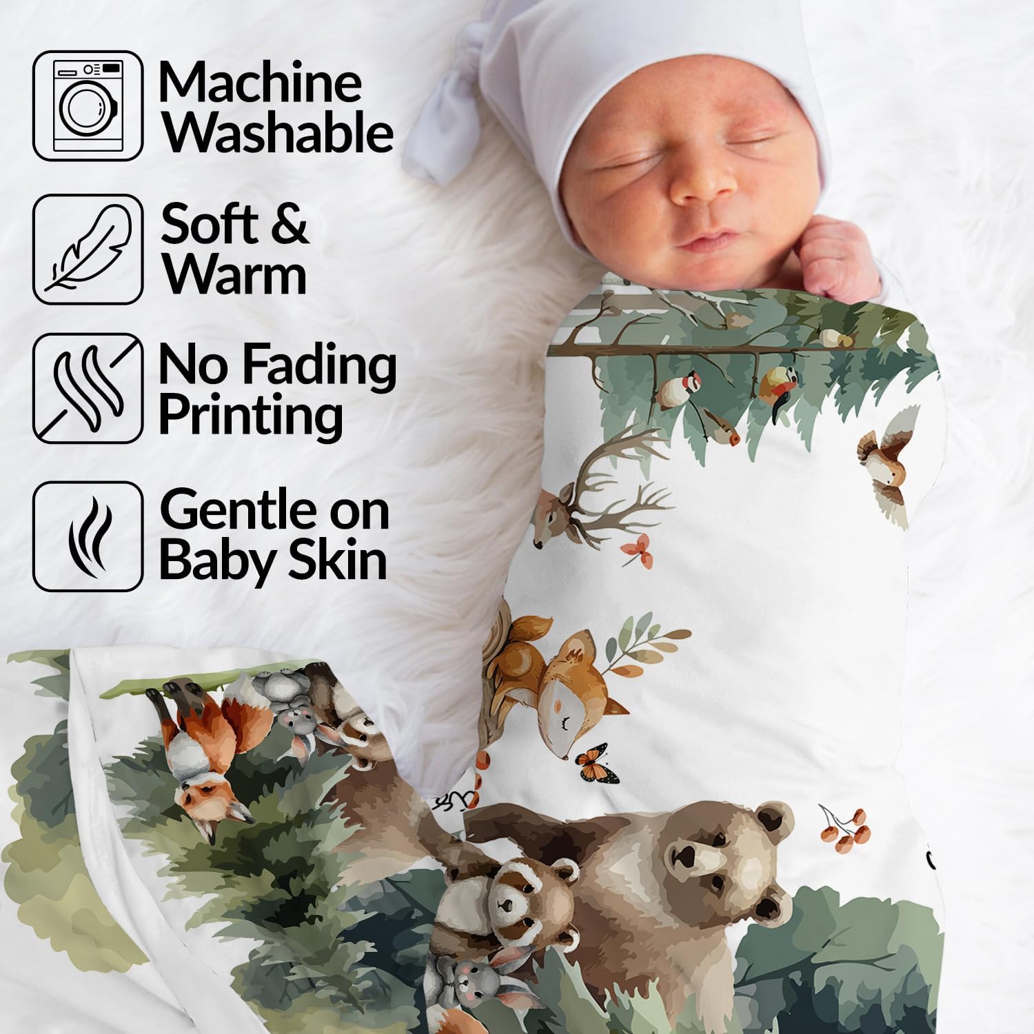 Personalized Baby Name Blanket - Woodland Theme Mountain Forest Decor - Custom Gift for Toddler Birthday - Adventure Awaits