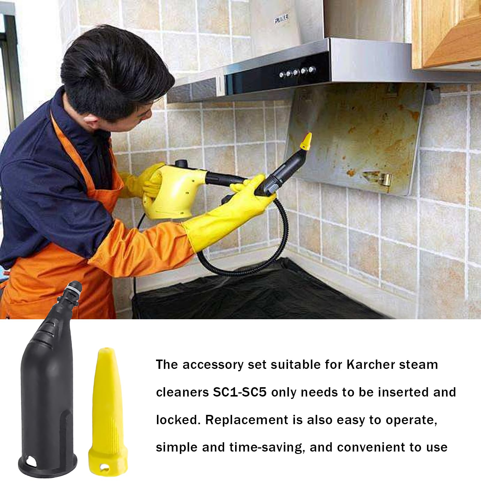10 pezzi accessori per pulitore a vapore Kärcher SC1 SC2 SC3 SC4 SC5: set di accessori per pulitore a vapore Kärcher SC1-SC5, pulitore a vapore con ugello prolungato, ugello curvo, spazzola