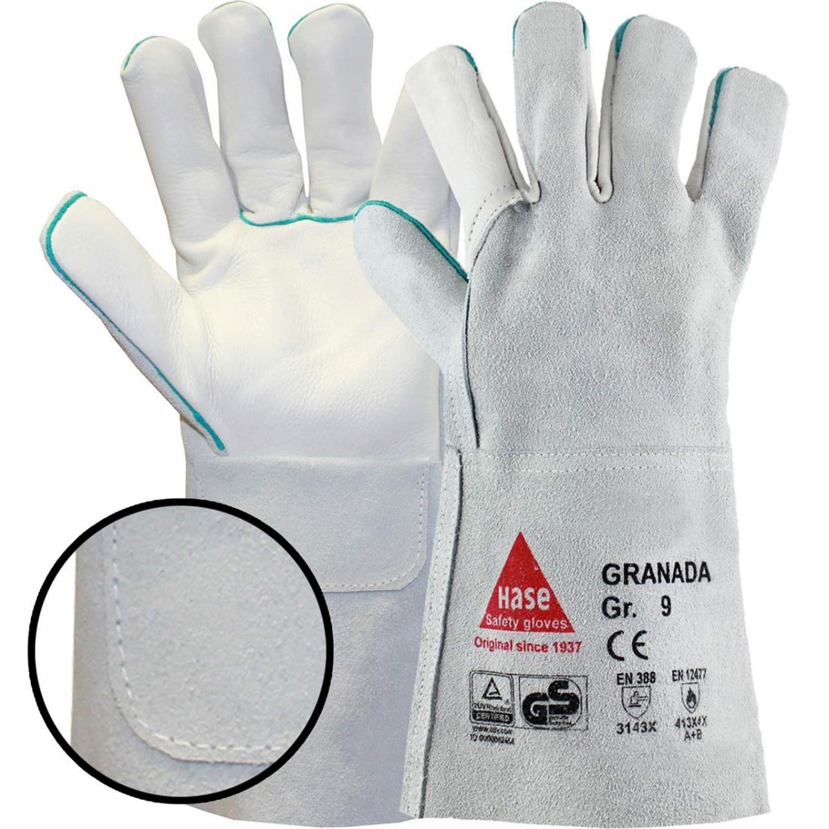 Granada Lot de 6 paires de gants de soudeur longs en cuir avec manchette Taille XL (10)