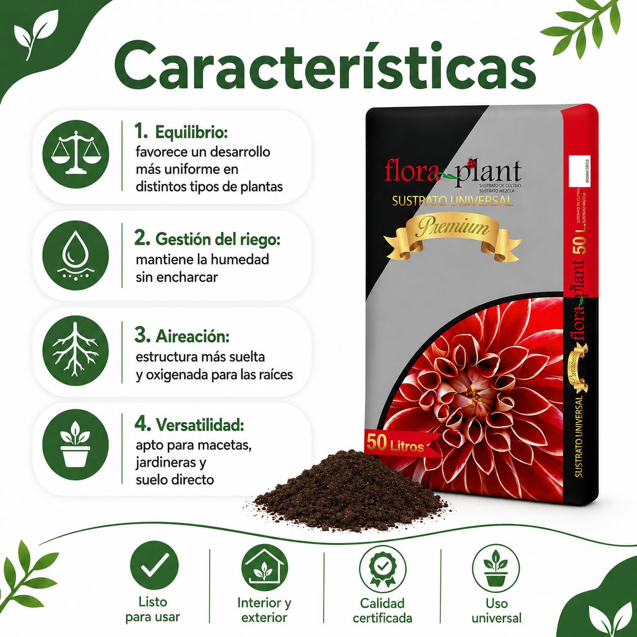 ARDINLIFE FLORAPL50 Sustrato Floraplant, Negro (2 Unidades)
