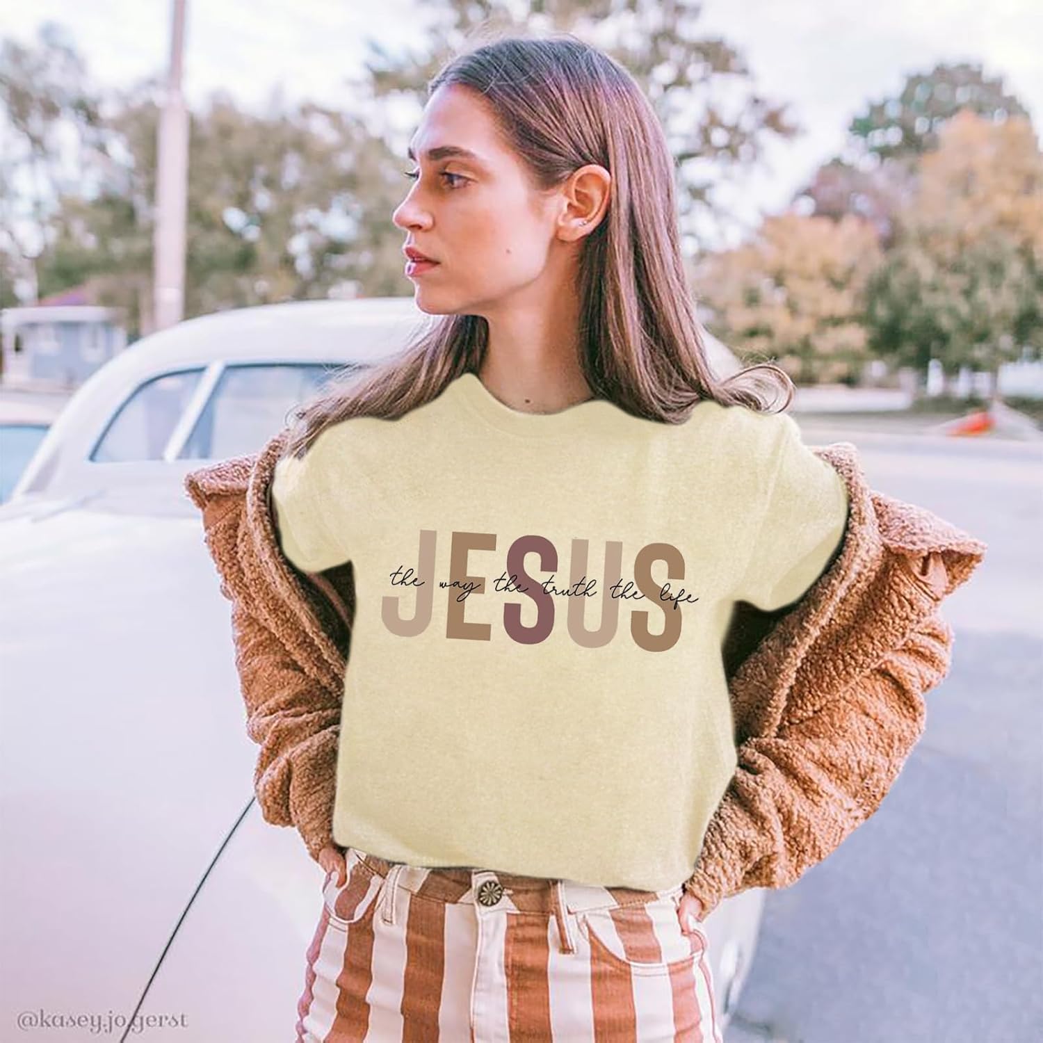 Christian Shirt for Women Jesus T-Shirt Jesus The Way The Truth The Life Retro Bible Verse Inspirational Tee Tops - Image 4