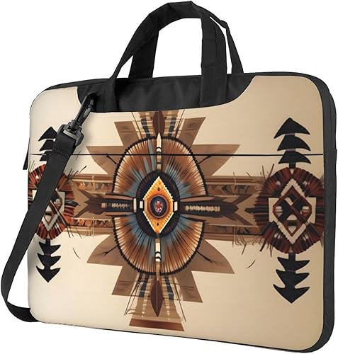 Bolsa de hombro para computadora portátil con pintura nativa americana, ultra delgada y portátil, con correa de hombro acolchada y asa