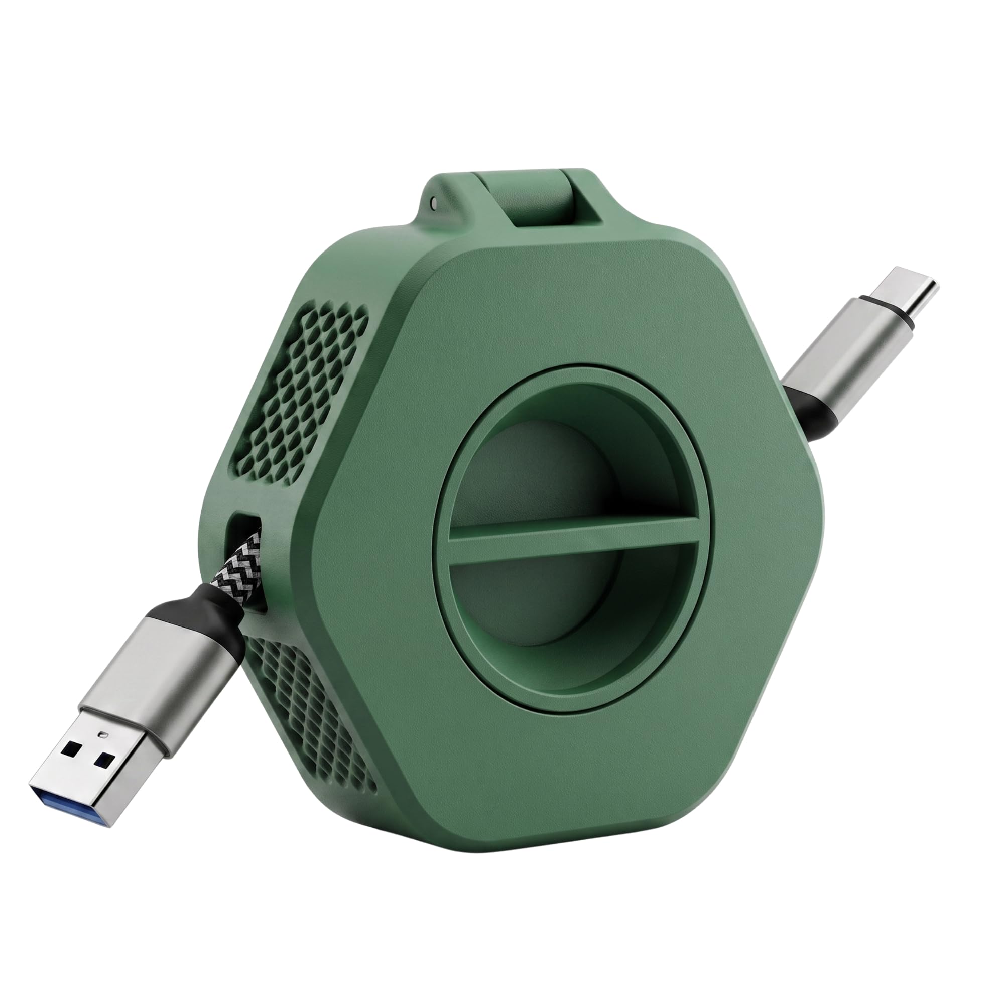 Hexagonal Retractable Cable Organizer | Tangle-Free Cord Winder | Stackable Wire Wrapper for USB & Charging Cables, Green, 1, Large-image-10