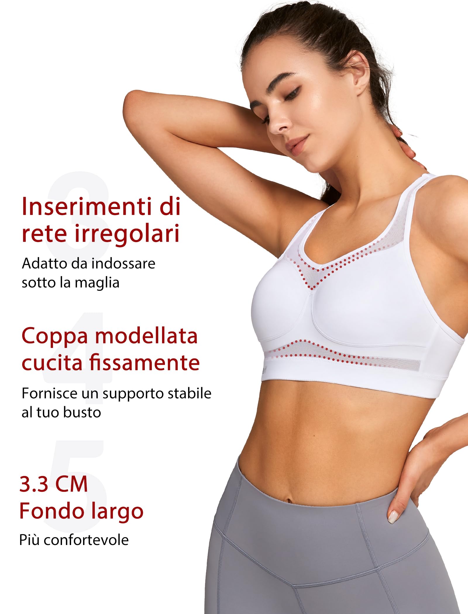 Yvette Donna Reggiseno Sportivo Sexy Senza Ferretto Forte Sostegno Imbottite per Ginnastica Corsa Jogging Yoga