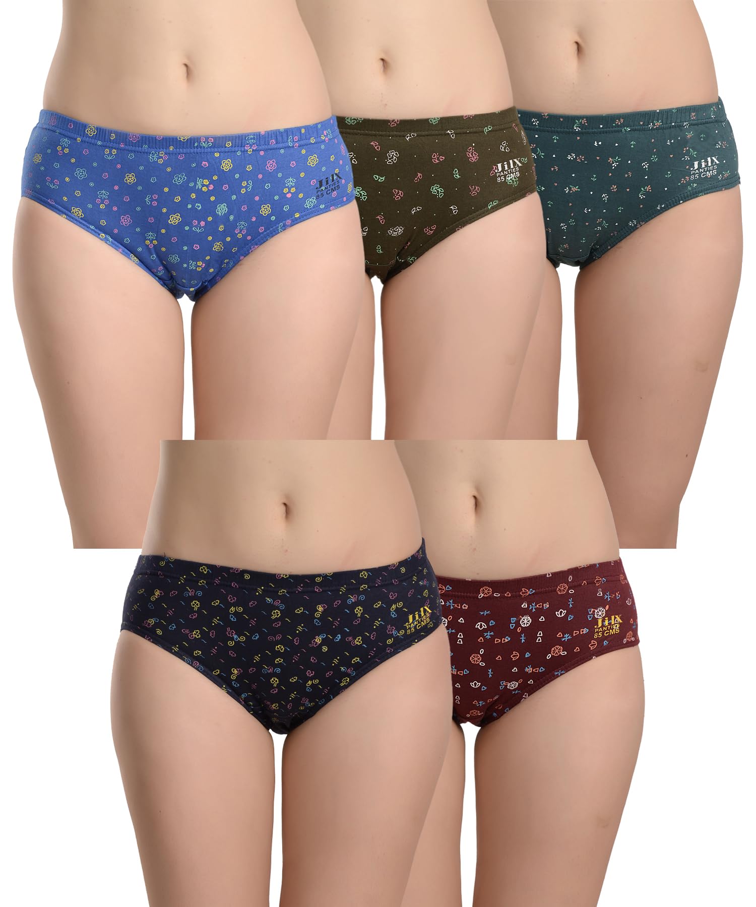 jil x Women�s Cotton Hipster Panties Combo (Pack of 5) � Printed Mid Waist Briefs | Soft & Stretchable Innerwear for Ladies | Daily Use Cotton Underwear in Stylish Printed Colors-picture-11