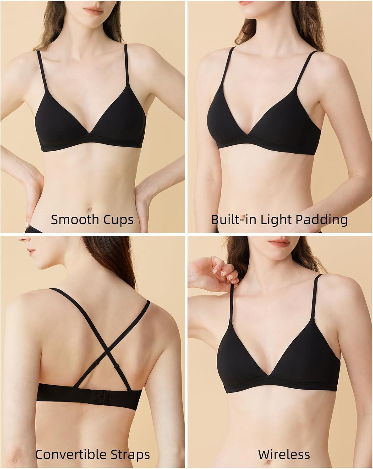 Pima Cotton Modal Bralette for Small Chest - Wireless Bra AAA/AA/A/B Cup Soft Cup Triangle Bra for Petite Women - Image 4