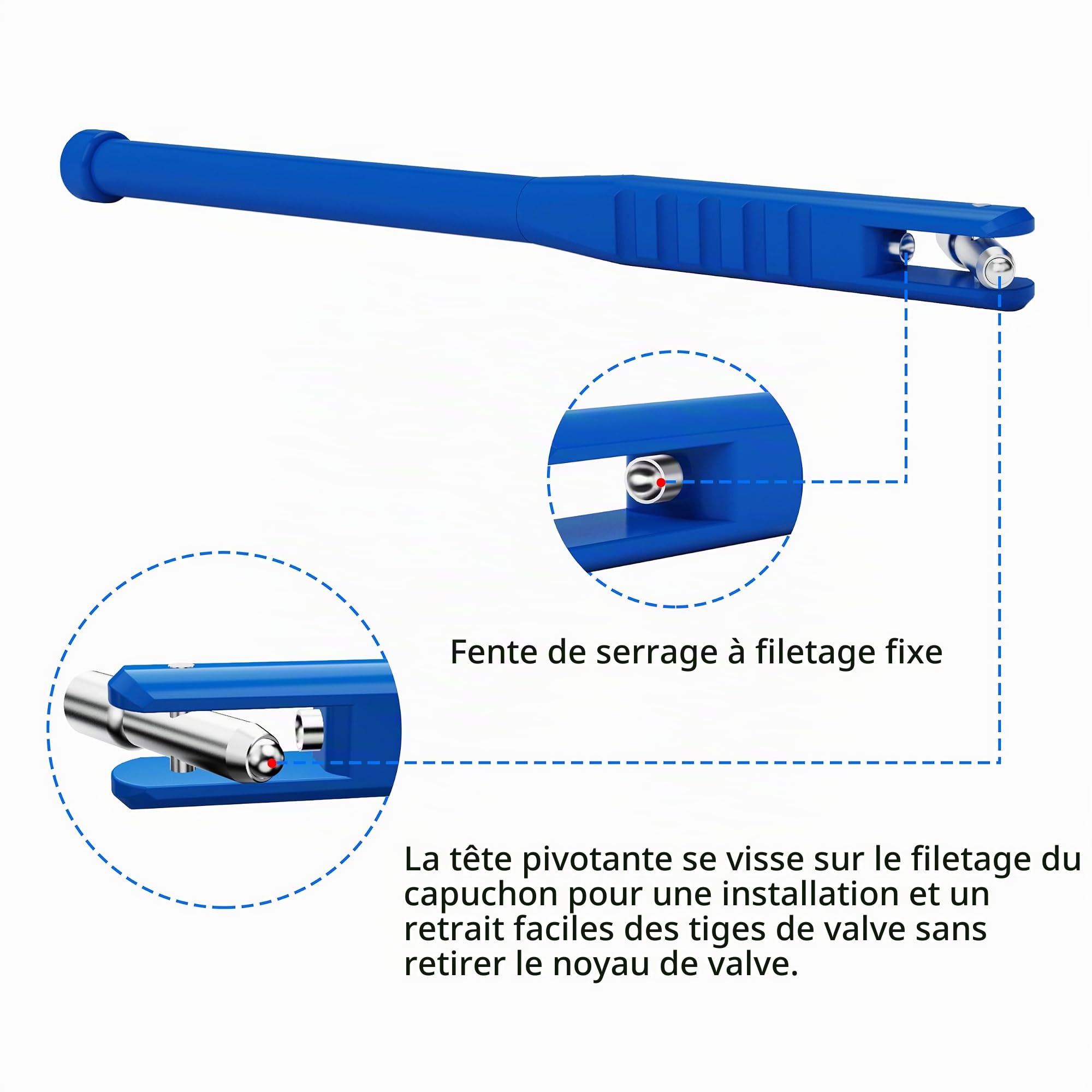 HT-241B Extracteur de Valve de Pneu, Outil d'installation d'extracteur de Tige de Valve, Bleu