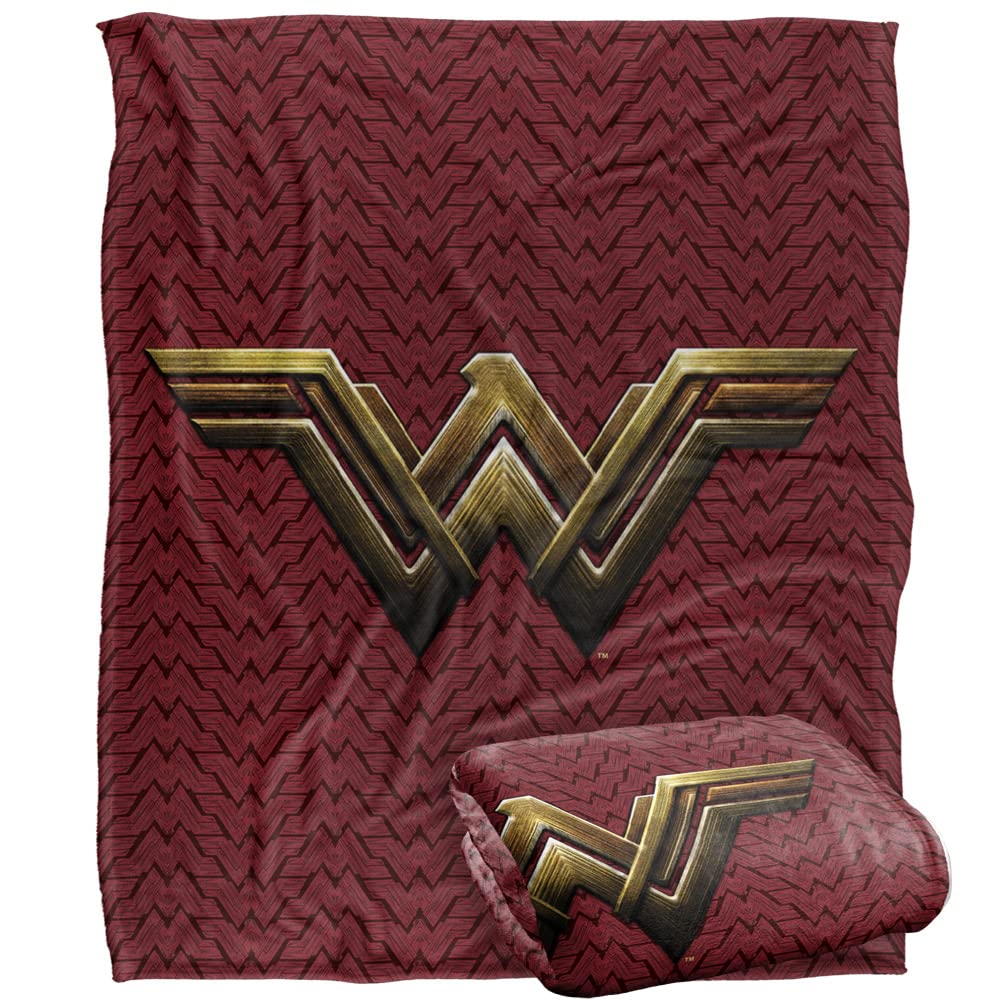 JUSTICE LEAGUE Wonder Woman Maroon Logo Silky Touch Super Soft Throw Blanket 152 x 127 cm