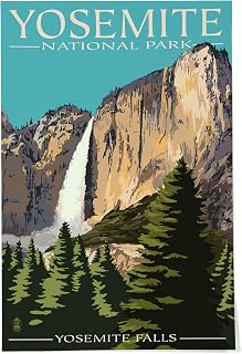Lantern Press 24x36 Inch Giclee Art Print Wall Decor, Yosemite National Park, California, Yosemite Falls