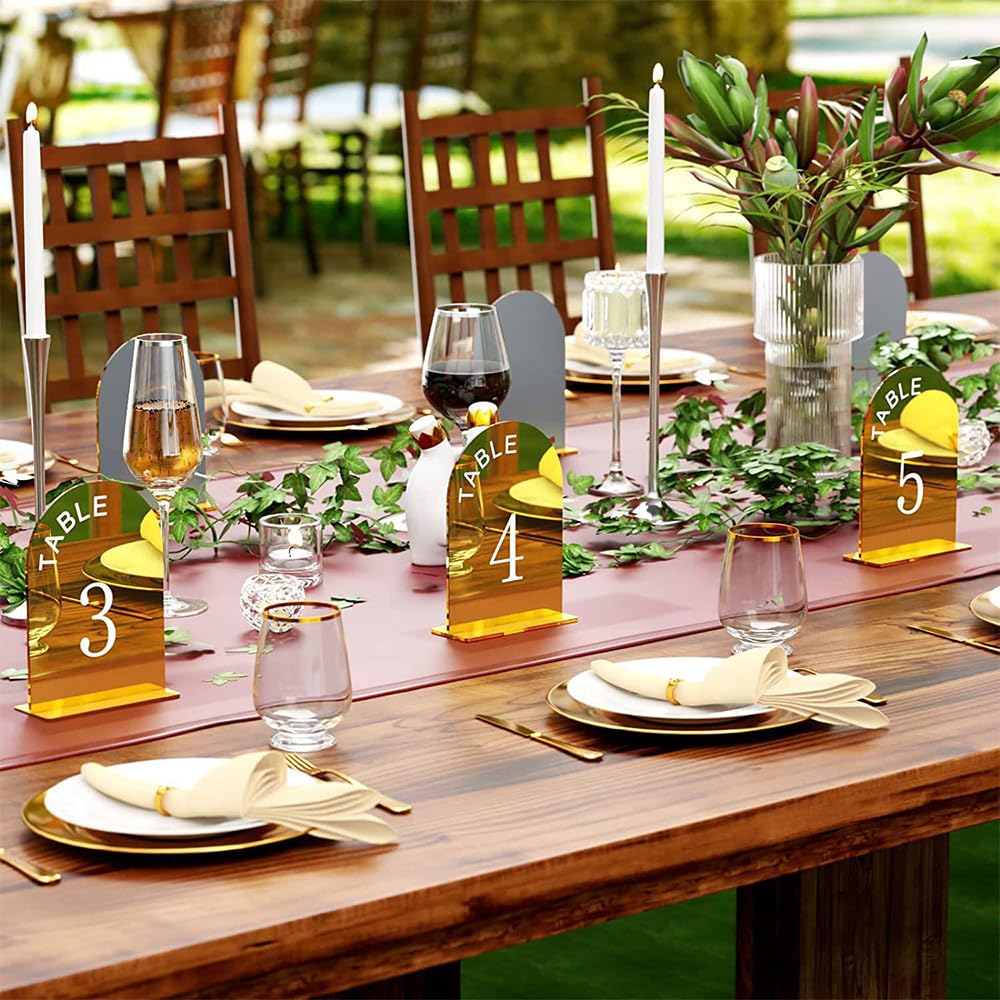 Acryl Tischnummern Gold Spiegelnd – Elegante Tischdekoration Für Hochzeit & Feiern