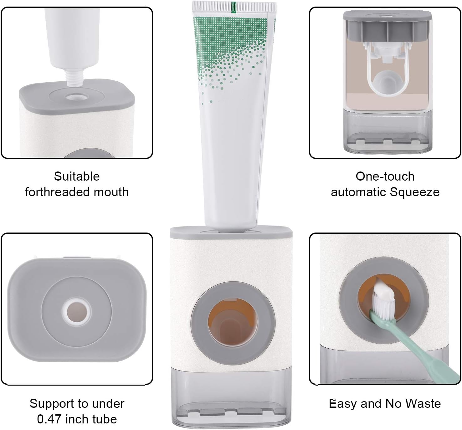 Fufengz Toothbrush Holder for Bathroom Wall Mounted Electric Shower Toothbrush Holderkids Automatic Toothpaste Dispenser (Small White) : Home & Kitchen