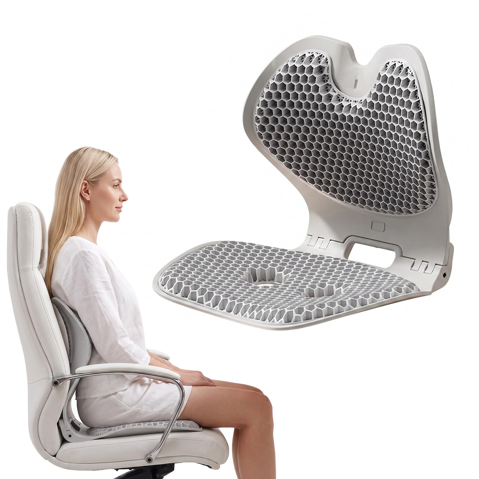 Cojín de apoyo lumbar, soporte lumbar ergonómico para silla de oficina, plegable y portátil, cojín de respaldo para silla de postura de oficina en casa, alivia la presión de sentarse prolongadamente