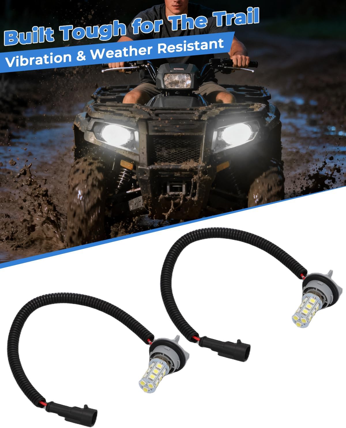 2PC 4030059 LED Headlight Bulbs Replacement for Polaris Sportsman 400 500 600 700 (2002-2010), Low Beam 5W, Direct Fit for OEM 4030059/61189, 81169