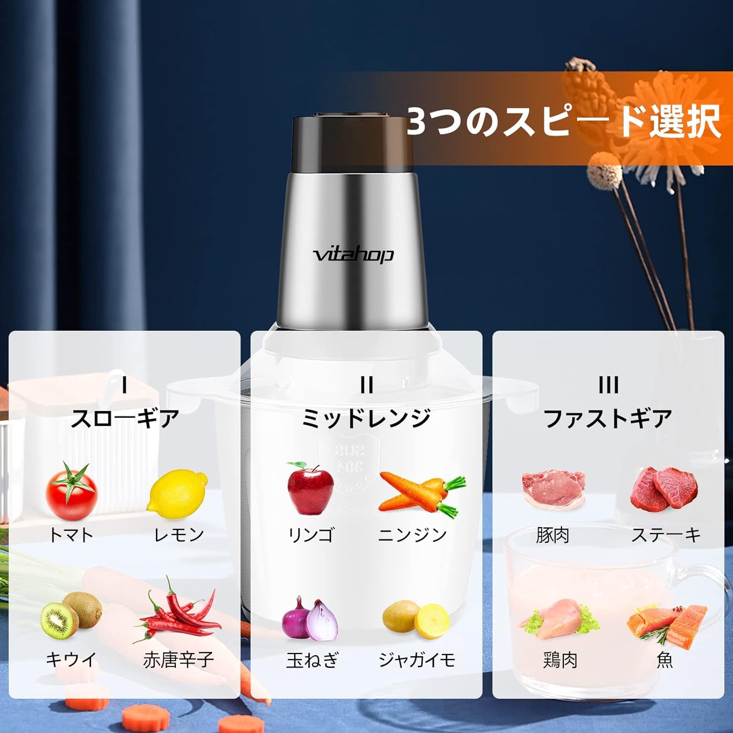Amazon | フードプロセッサー 3.5L大容量 500Wハイパワー フード