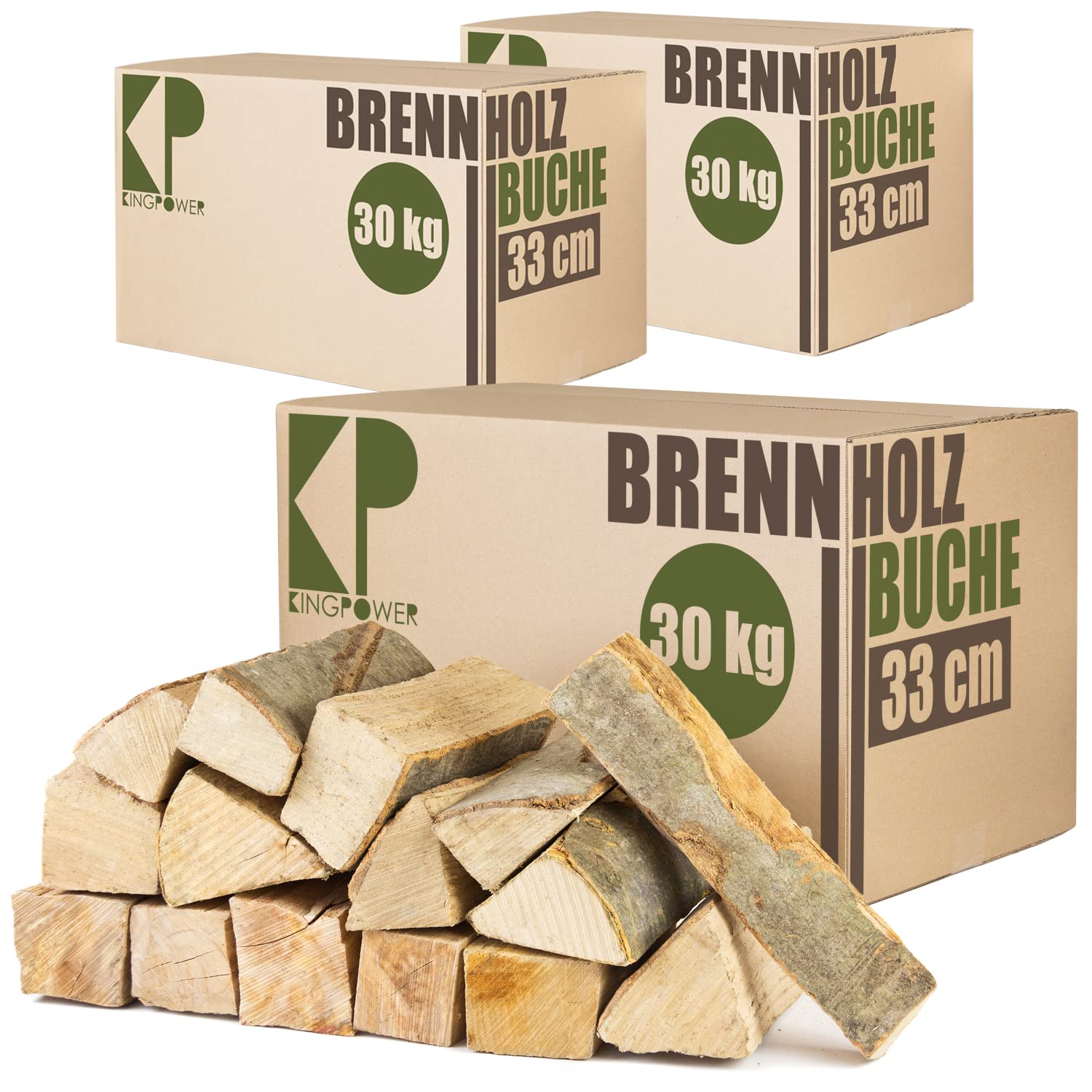 Legna da Ardere 90 kg Per Stufa e Camino Braciere Griglia Cestello per il Fuoco Ceppi 33 cm Kingpower