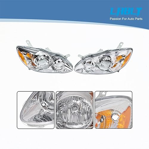 Miniatura 3 de LABLT Repuesto para faros delanteros Corolla 2003 2004 2005 2006 2007 2008 Par de faros delanteros izquierdo + derecho