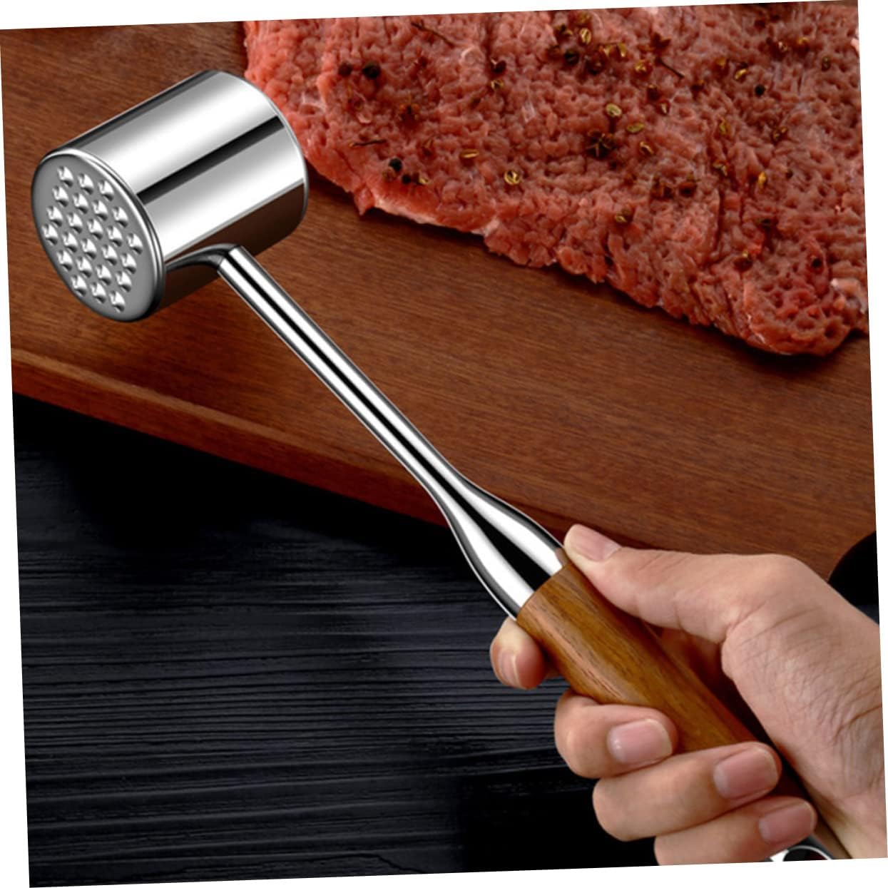 Zerodeko 1pc Stainless Steel Meat Hammer Versatile Kitchen Tenderizer for Steak Non- Handle Essential Cooking Tool for Home and Restaurant