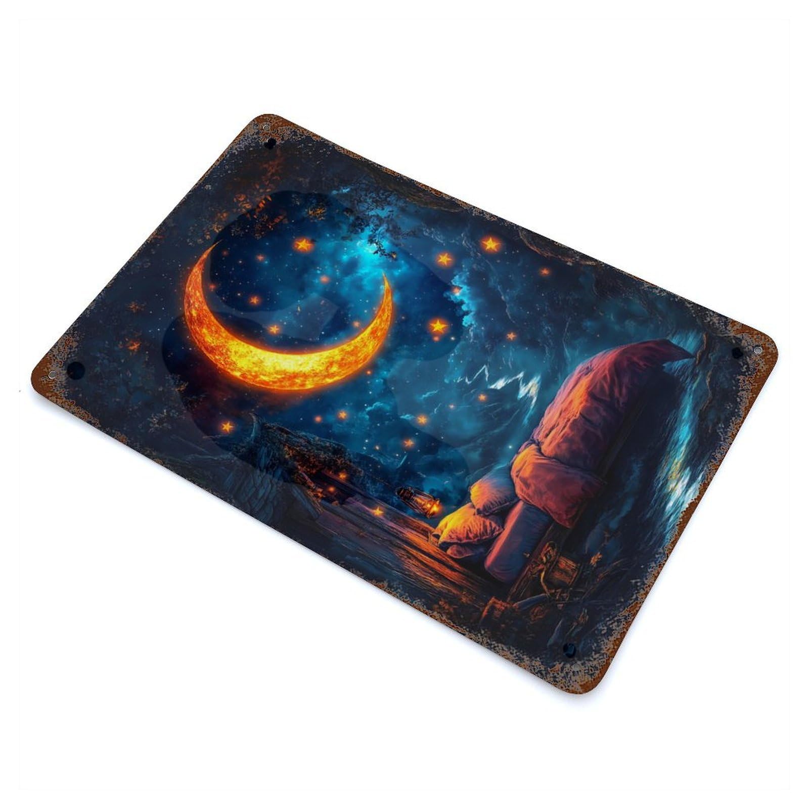Dreamy Night Sky Bed Decorative Tin Sign 11.8"x7.9", for Bistro, Counter And Cafe Decor, Classic Wall Plaque