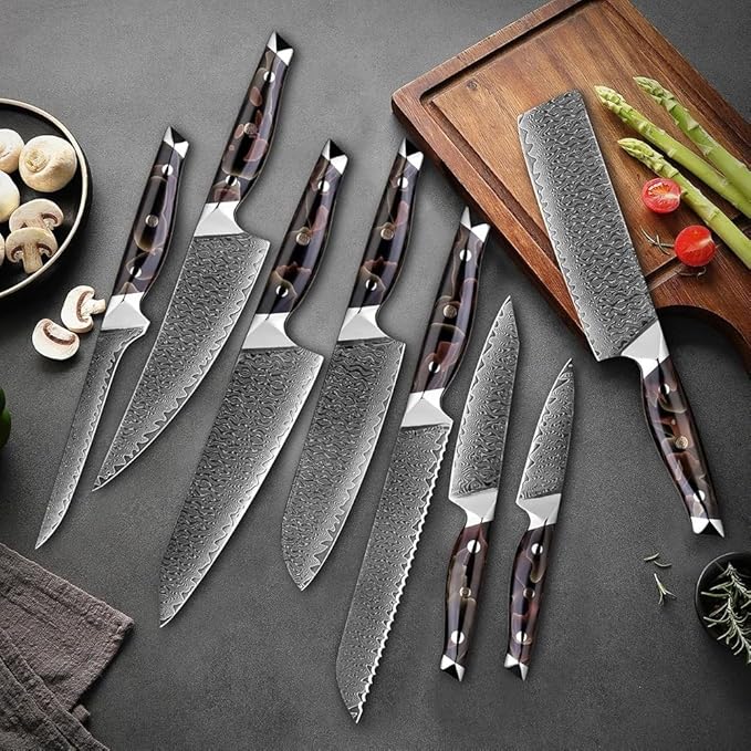 Set Cuchillos Cocina 8 Piezas Acero Inoxidable Damasco miniatura 2