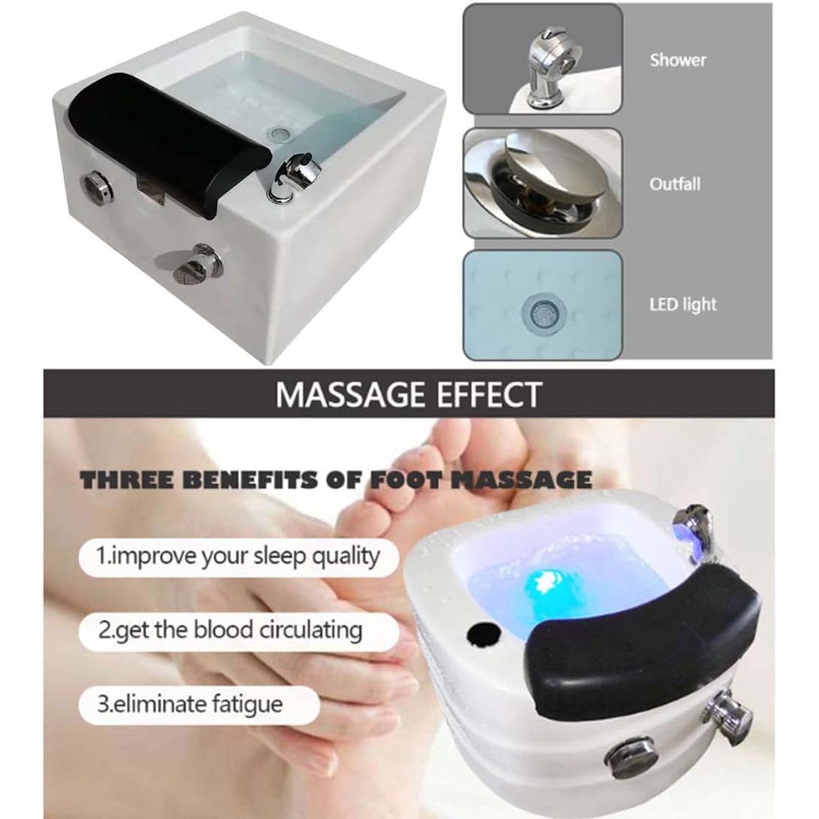 Przenośna wanna spa dla stóp, miska spa do pedicure, akrylowa kąpiel stóp do domu i salonu, relaksujące mycie do masażu stóp, prysznic stóp sprzęt spa