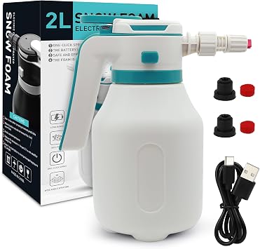 Electric Foam Sprayer 2L,75PSI Electric Pressurized Foam Sprayer for Car Washing,Rechargeable Pump Sprayer with 2 Modes,Suitable for Car Cleaning Detailing Home Garden