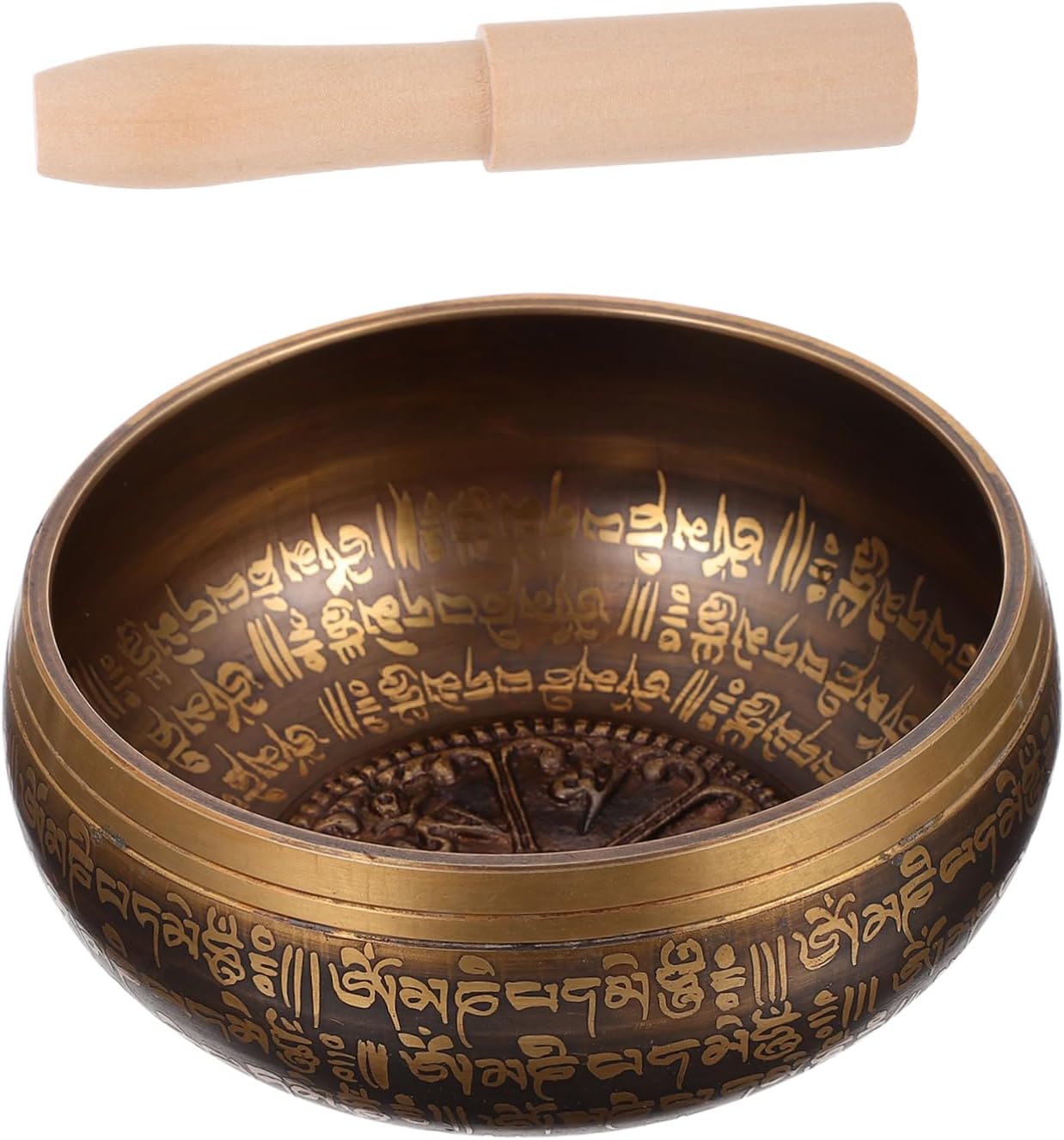Buddha Singing Bowl Wooden Rod Yoga Decor Meditation Bowl for Mind Healing Tabletop Adornment Tibetan Resonance Sound Therapy